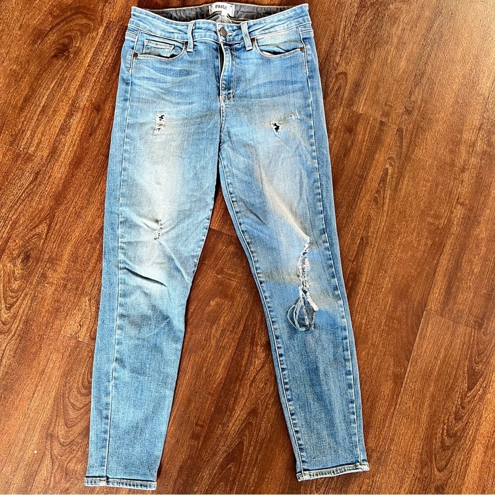 PAIGE HOXTON Crop RIPPED JEANS - Picture 3 of 12